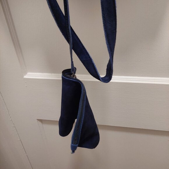 HAUTE HIPPIE Navy Blue Butter Soft Suede Large Leather Hobo Tote Bag NWOT - Picture 4 of 5